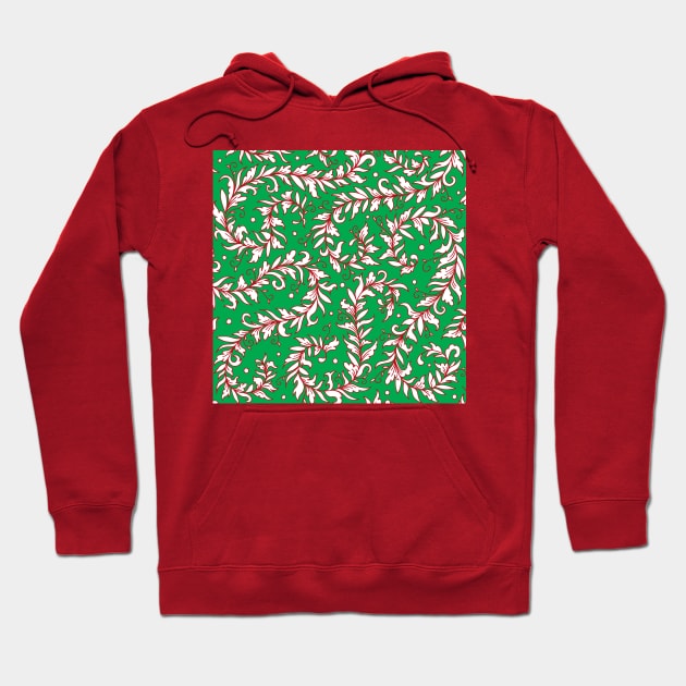 Lacy Leaves Red and Green Palette Hoodie by HLeslie Design